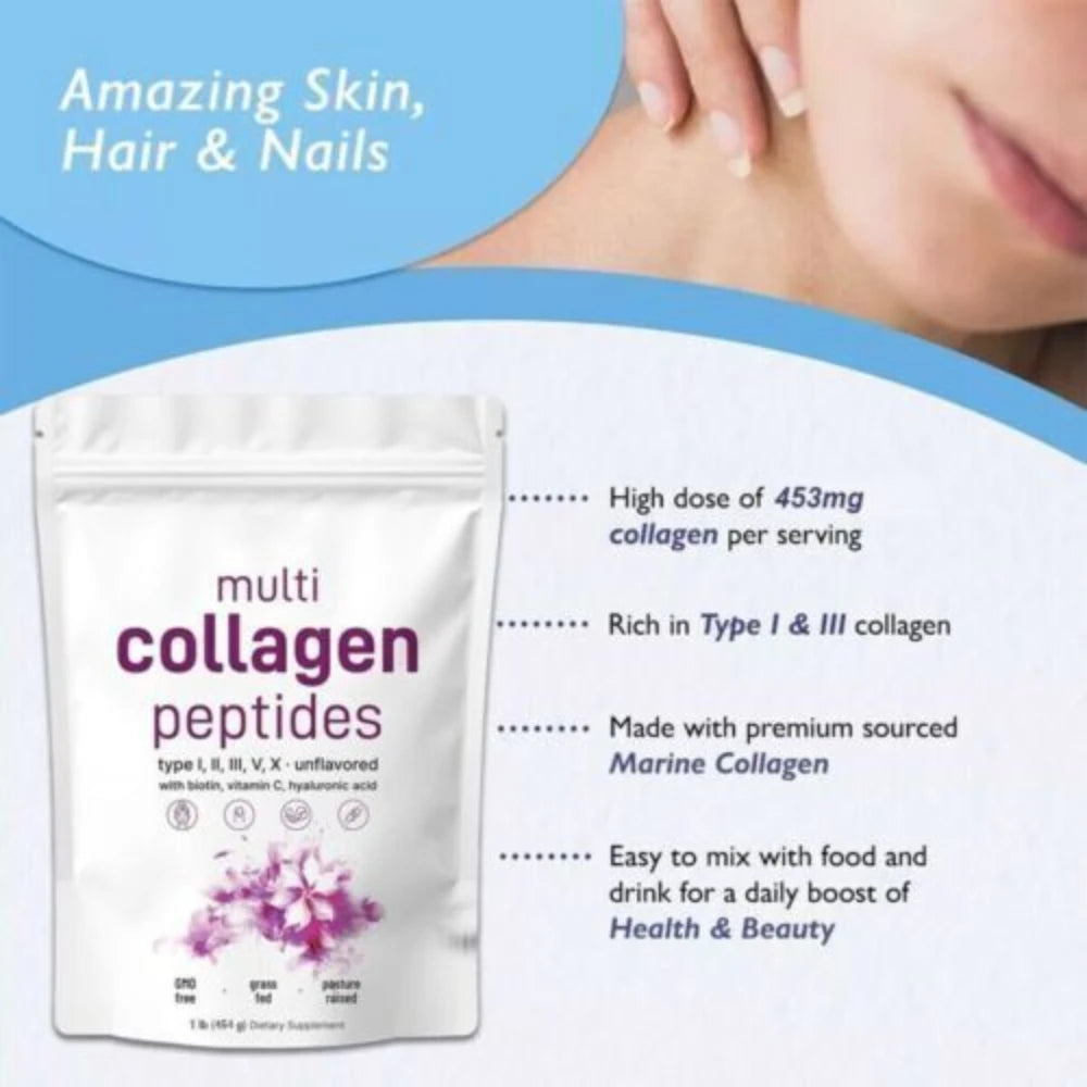 Premium Multi-Collagen Peptides Powder™ (Types I, II, III, V, X) - Hydrolyzed Protein