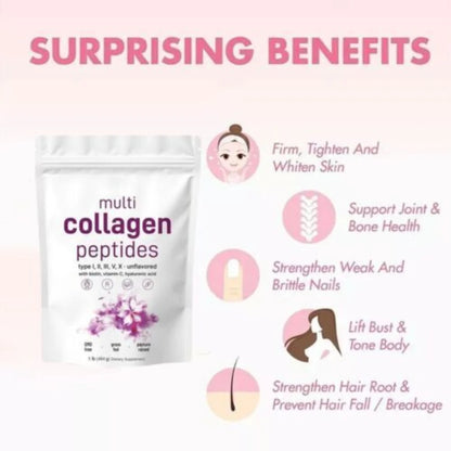 Premium Multi-Collagen Peptides Powder™ (Types I, II, III, V, X) - Hydrolyzed Protein