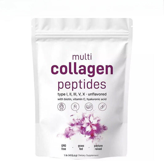 Premium Multi-Collagen Peptides Powder™ (Types I, II, III, V, X) - Hydrolyzed Protein